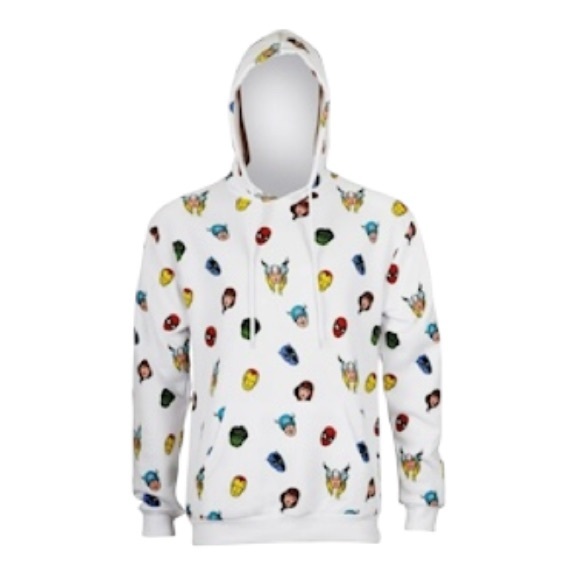 Marvel Avengers Heads All Over Print Comics Superheroes Hoodie Mens Medium - Picture 1 of 7
